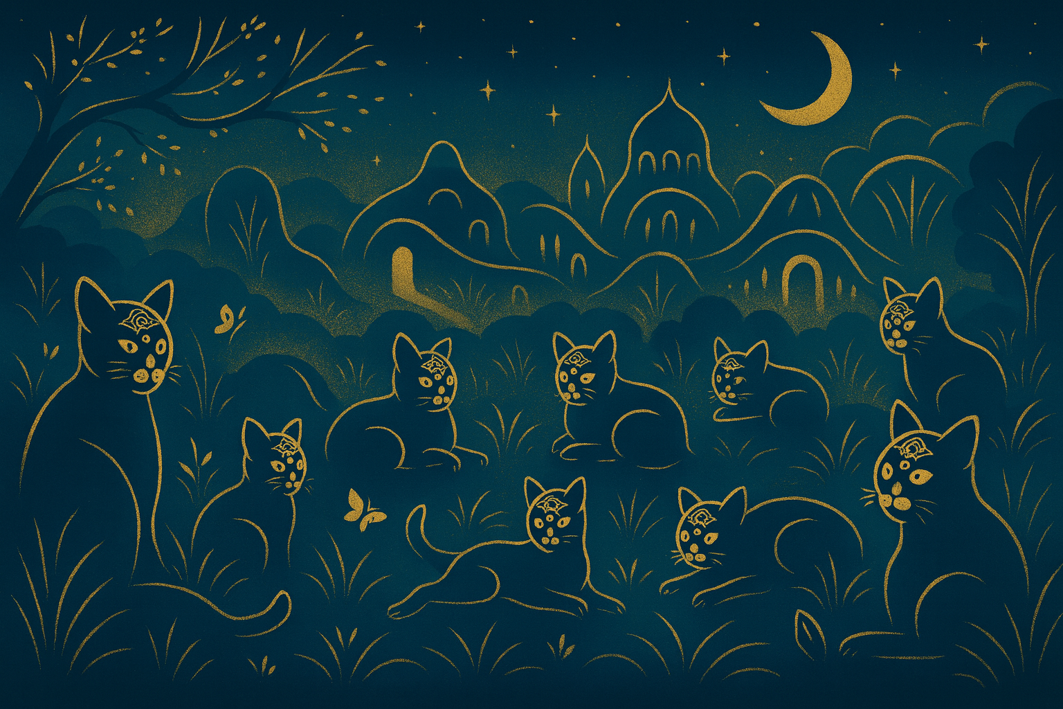 A cosmic future motif, looking ahead together into a starlit horizon